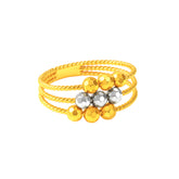 22K Gold Two Tone Beadead Ring